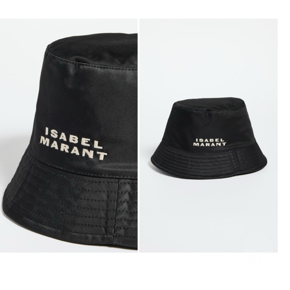 ISABEL MARANT Haley logo-embroidered bucket hat black white logo size 57” Medium - Picture 2 of 11
